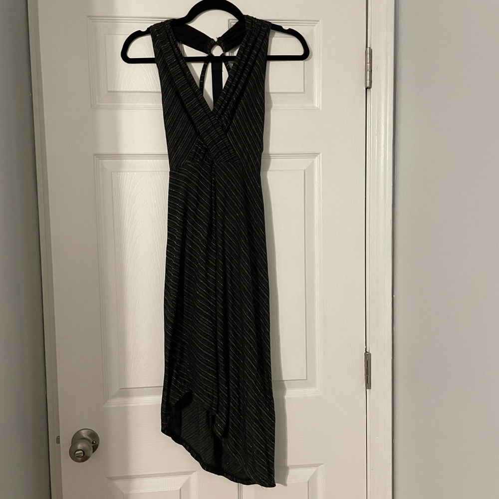 Free people grey gold metallic cut out dress